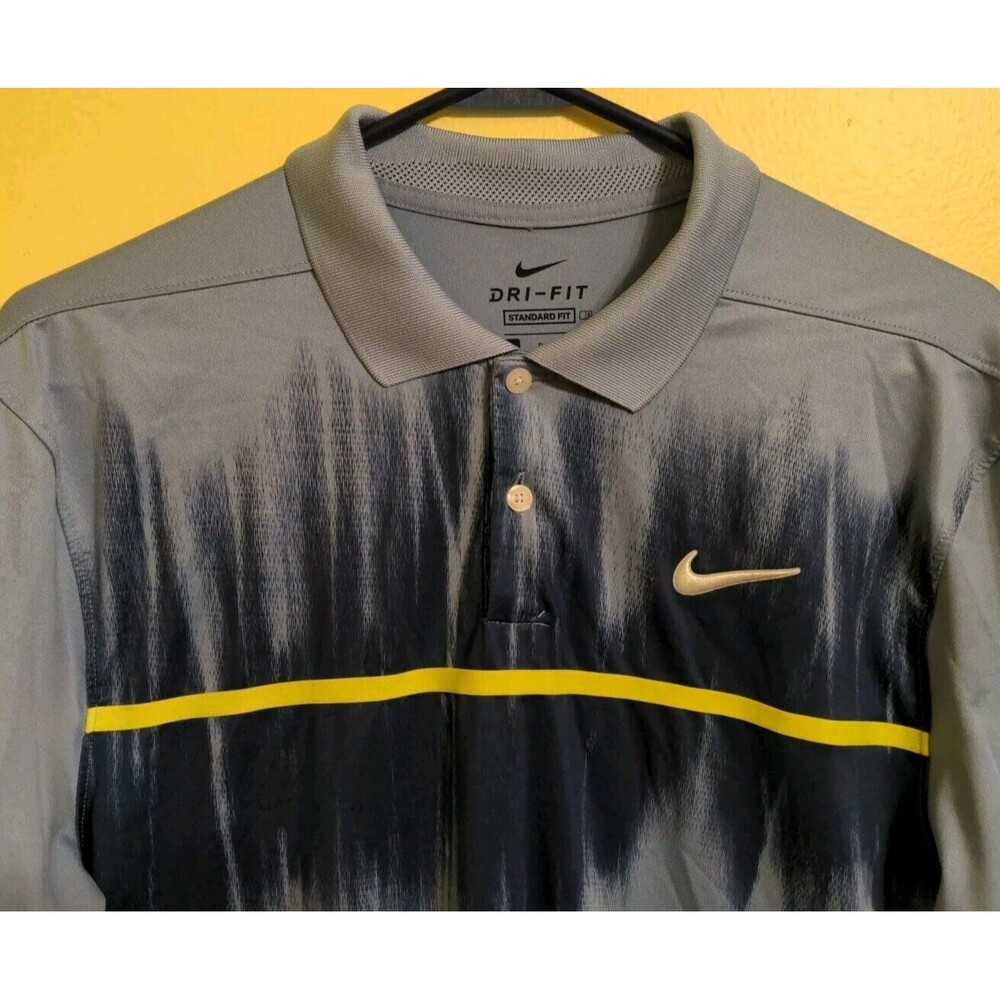 Nike Dri Fit Blue Yellow Vapor Fog Polo Performance Golf Shirt S/S Men's Sz. S